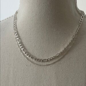 Silver Two-Layer Chain Necklace - Women Jewelry